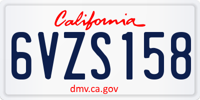 CA license plate 6VZS158