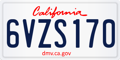 CA license plate 6VZS170