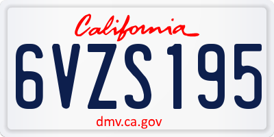 CA license plate 6VZS195