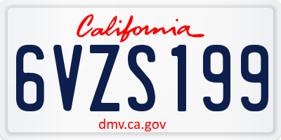 CA license plate 6VZS199