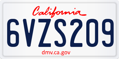 CA license plate 6VZS209