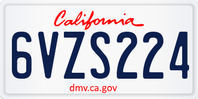 CA license plate 6VZS224