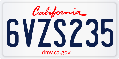 CA license plate 6VZS235