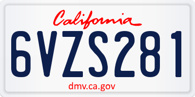 CA license plate 6VZS281