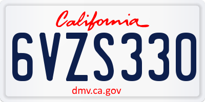 CA license plate 6VZS330