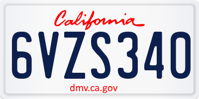 CA license plate 6VZS340
