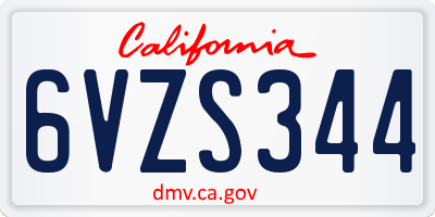 CA license plate 6VZS344