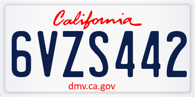 CA license plate 6VZS442