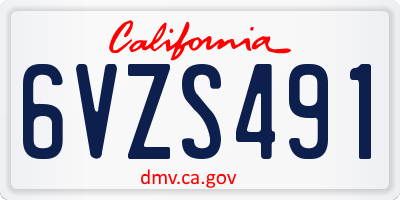 CA license plate 6VZS491
