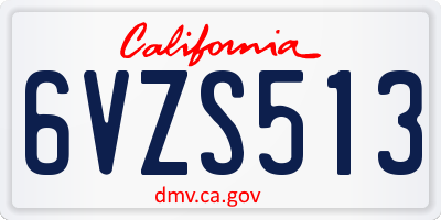 CA license plate 6VZS513