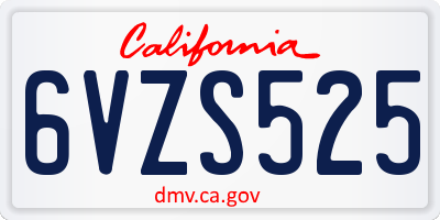 CA license plate 6VZS525