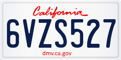 CA license plate 6VZS527