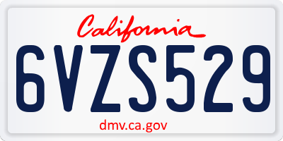 CA license plate 6VZS529