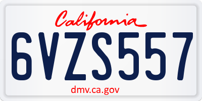 CA license plate 6VZS557
