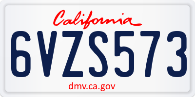 CA license plate 6VZS573