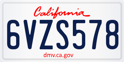 CA license plate 6VZS578
