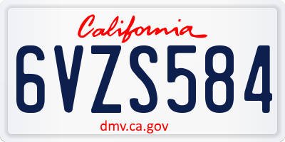CA license plate 6VZS584