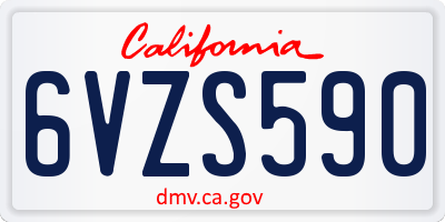 CA license plate 6VZS590