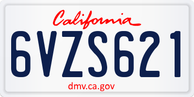 CA license plate 6VZS621