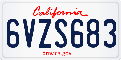 CA license plate 6VZS683