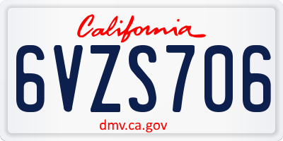 CA license plate 6VZS706