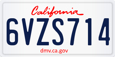 CA license plate 6VZS714