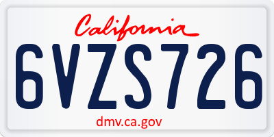 CA license plate 6VZS726