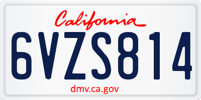 CA license plate 6VZS814