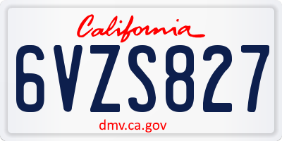 CA license plate 6VZS827