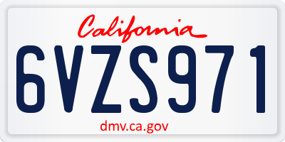 CA license plate 6VZS971