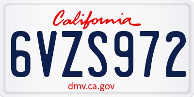 CA license plate 6VZS972