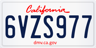 CA license plate 6VZS977