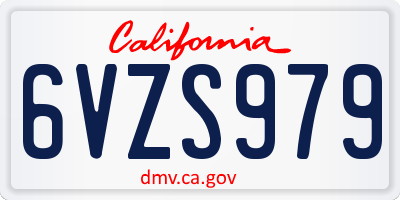CA license plate 6VZS979