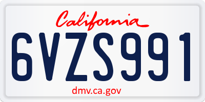 CA license plate 6VZS991