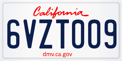 CA license plate 6VZT009