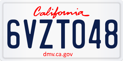 CA license plate 6VZT048