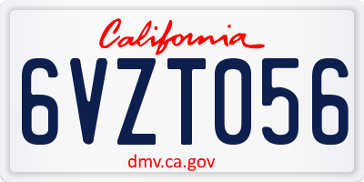 CA license plate 6VZT056