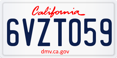 CA license plate 6VZT059