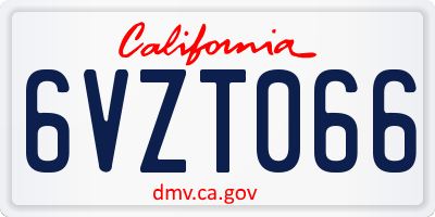 CA license plate 6VZT066