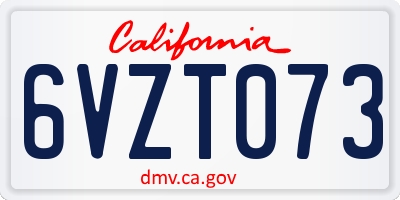 CA license plate 6VZT073