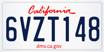 CA license plate 6VZT148