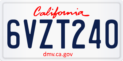 CA license plate 6VZT240