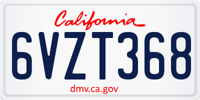 CA license plate 6VZT368
