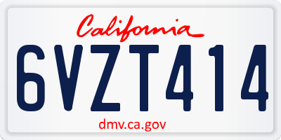 CA license plate 6VZT414