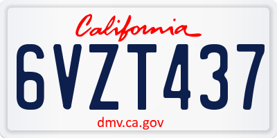 CA license plate 6VZT437