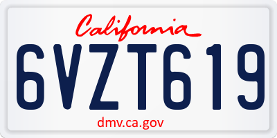 CA license plate 6VZT619