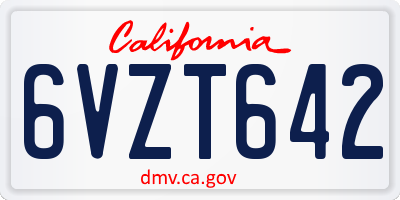 CA license plate 6VZT642