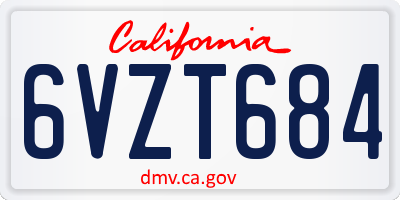 CA license plate 6VZT684
