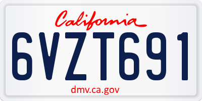 CA license plate 6VZT691