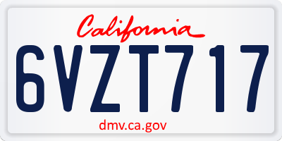 CA license plate 6VZT717